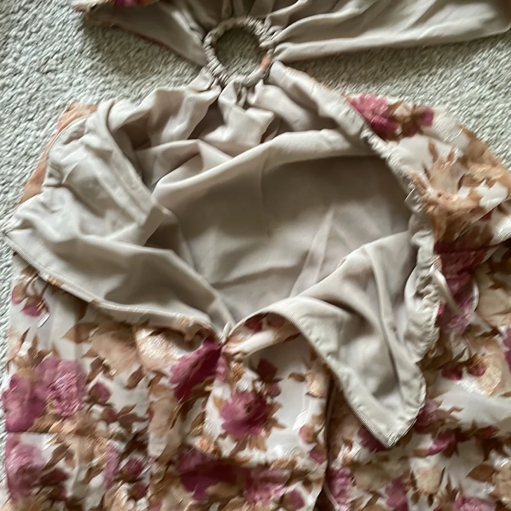 En Saison Lissandra Pink Multi Floral Cut-Out Detail Midi Dress, sz S - Picture 9 of 16